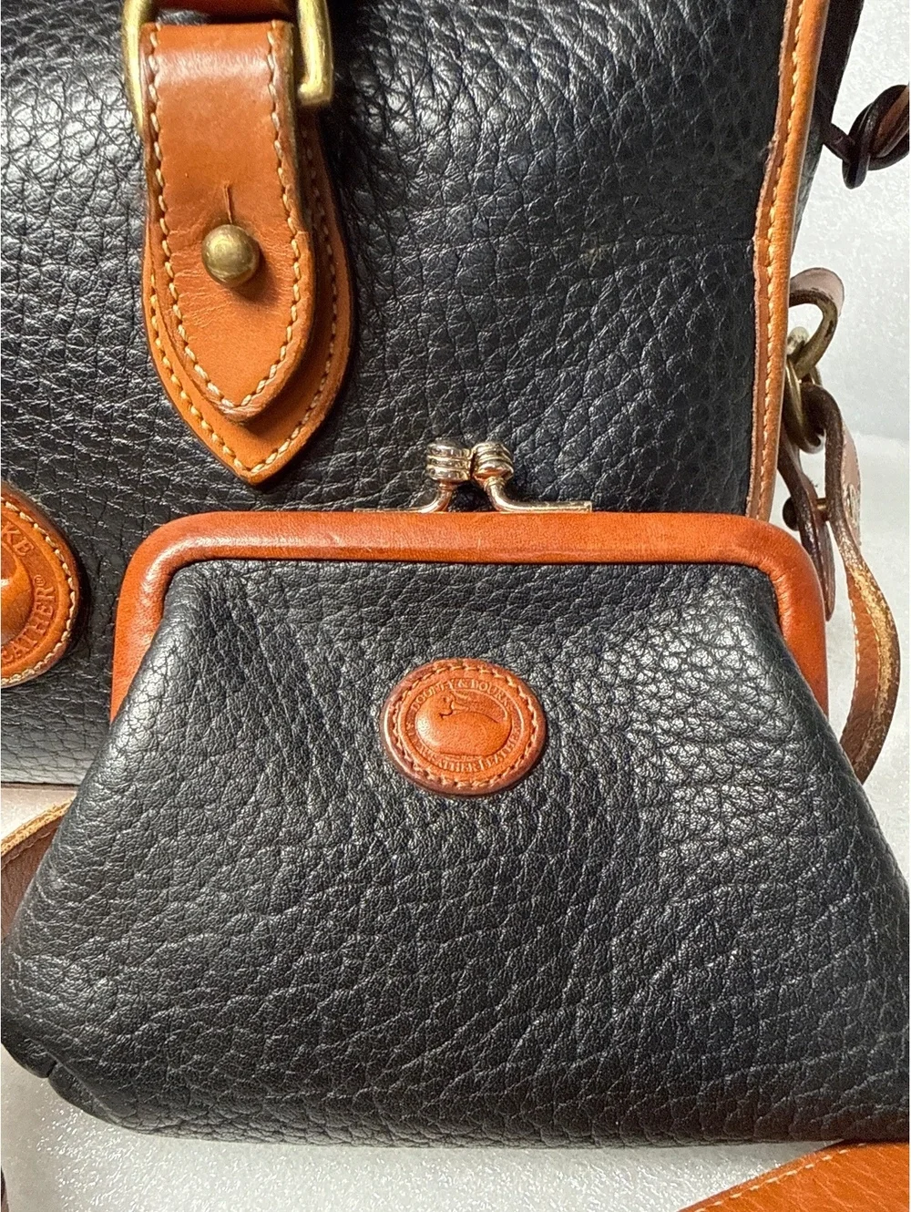 Vintage Dooney & Bourke All Weather Leather Satchel Coin Purse Made in USA